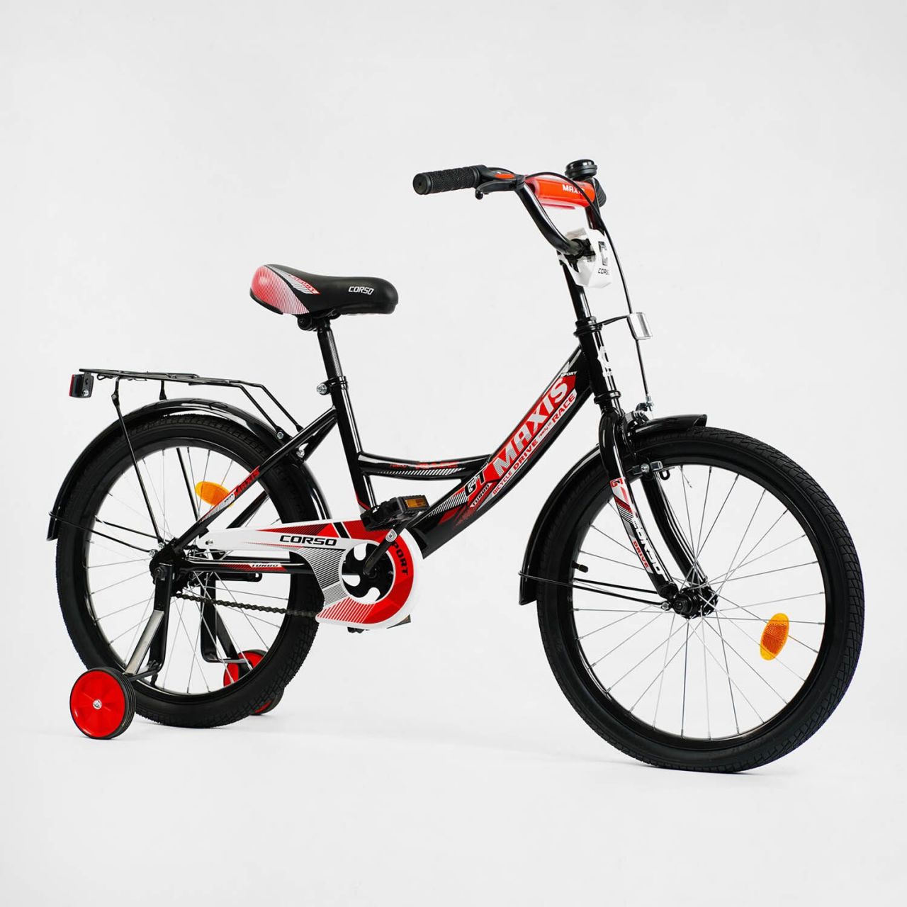 Велосипед 20'' дюймов 2-х колёсный ''CORSO'' CL-20550 (ручной тормоз, звоночек, доп. колеса)