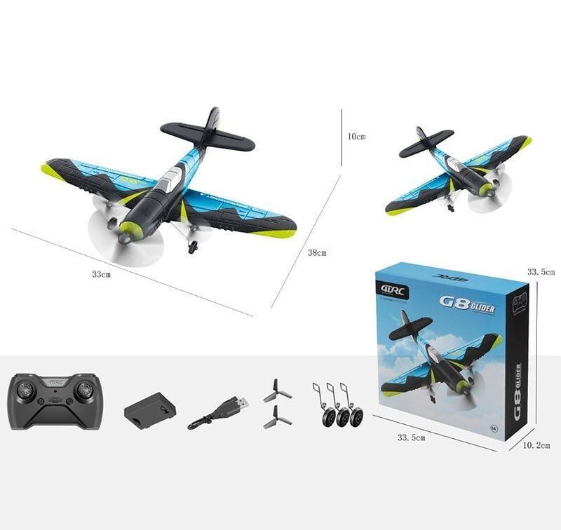 Літак на радіокеруванні 4 D-G 8 (20) акум. 3.7V, USB-кабель, шасі, запасні лопаті, пульт 2.4 GHz, підсвічування