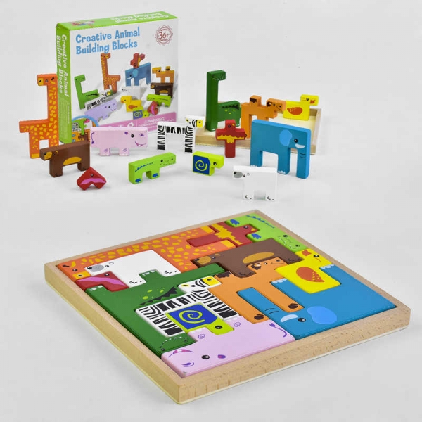 Деревянная логическая игра Животные С 35946