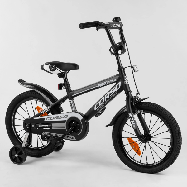Велосипед 16'' дюймов 2-х колёсный ''CORSO'' ST-16744 (стальная рама, стальные противоударные диски с усиленной спицей)