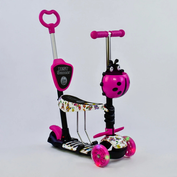 Самокат 5в1 58420 (Best Scooter, АБСТРАКЦИЯ, PU колеса, ПОДСВЕТКА КОЛЕС)