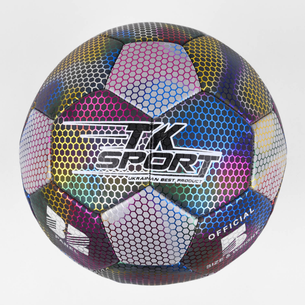 Мяч футбольный НЕОНОВЫЙ C 44459 (''TK Sport'', вес 400-420 грамм, материал микроволокно, баллон резиновый c ниткой)