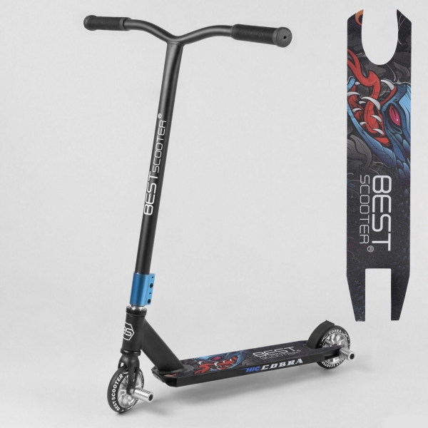 Самокат трюковый 61375 Best Scooter (''SIMBIOTE'' HIC-система, ПЕГИ, алюминиевый диск и дека, колёса 120мм PU, ширина руля - 57 см)
