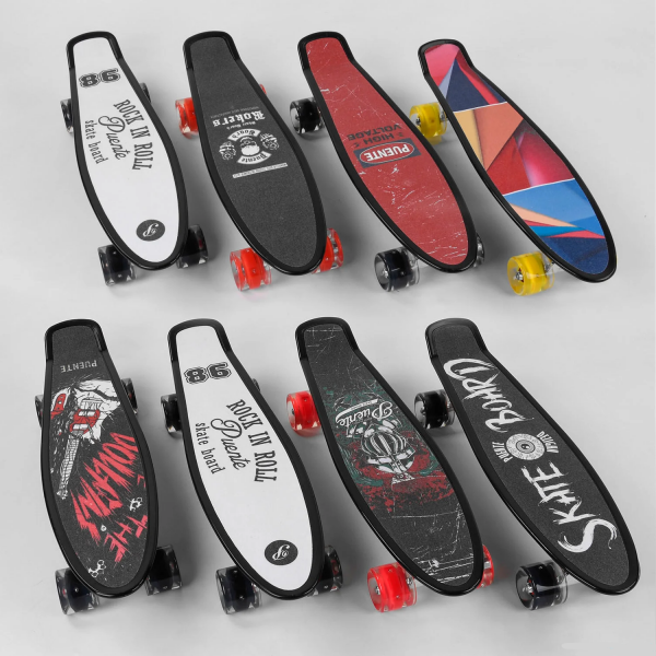 Скейт Пенни борд S-00635 (Best Board, 8 видов, колеса PU светящиеся, d=6см)