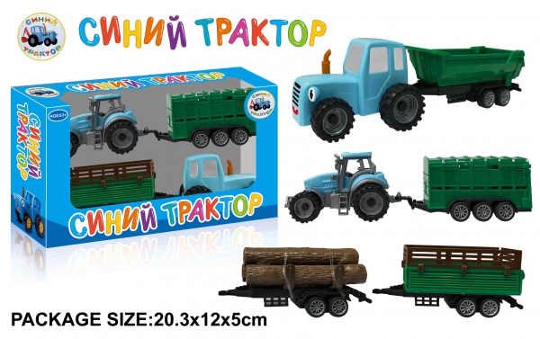 Трактор инерц EN2005 с прицепом, 2 вида, в кор. 20, 3*12*5см
